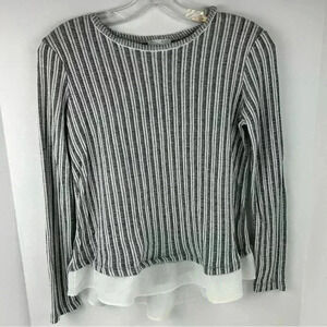 Zara Women's Striped Long Sleeve Top Black and white Size S